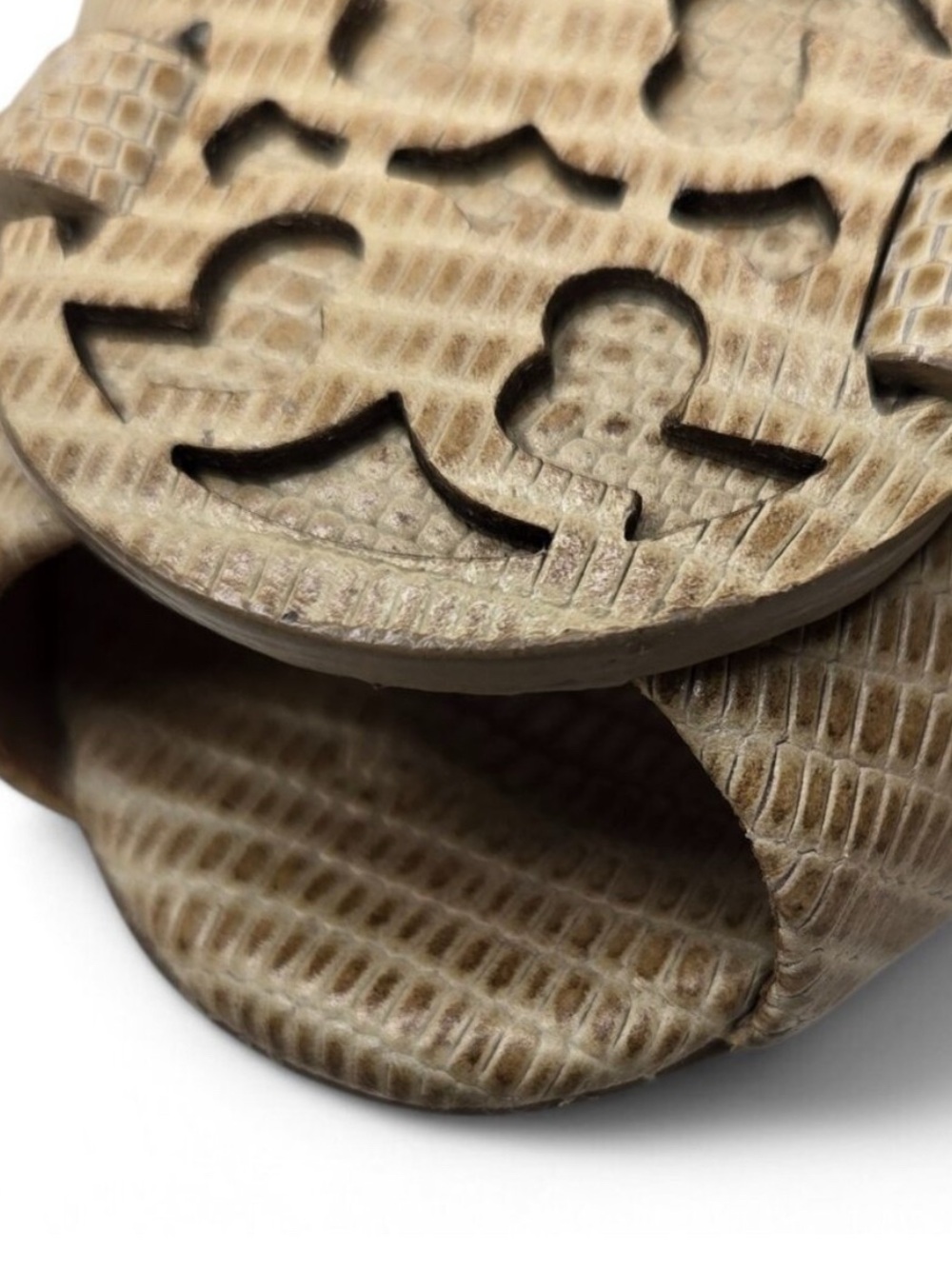 Tory Burch Neutral Textured Leather Wedge Pumps - Picture 2 of 5